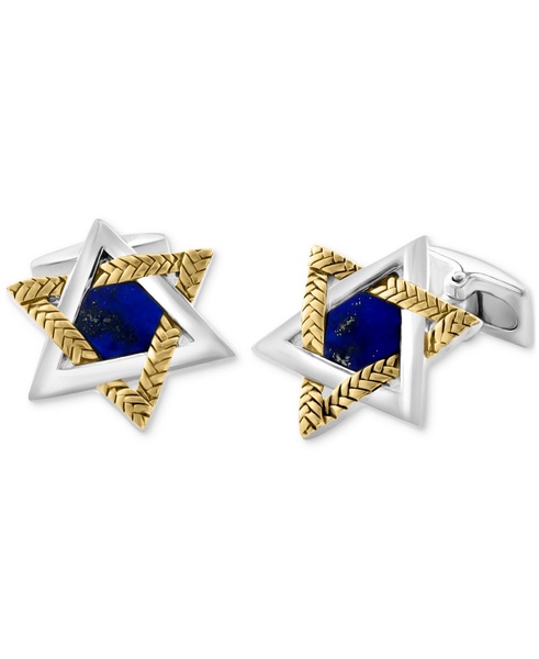 EFFY® Men's Lapis Lazuli Star of David Cufflinks in Sterling Silver & 18k Gold-Plate