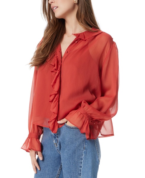 Women's Ruffle-Trim Button-Front Blouse 