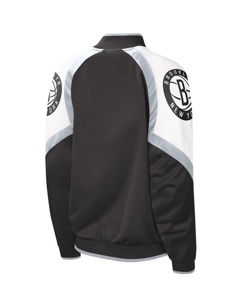 Women's Black, Silver Brooklyn Nets Fan Girl Satin Raglan Full-Zip Jacket