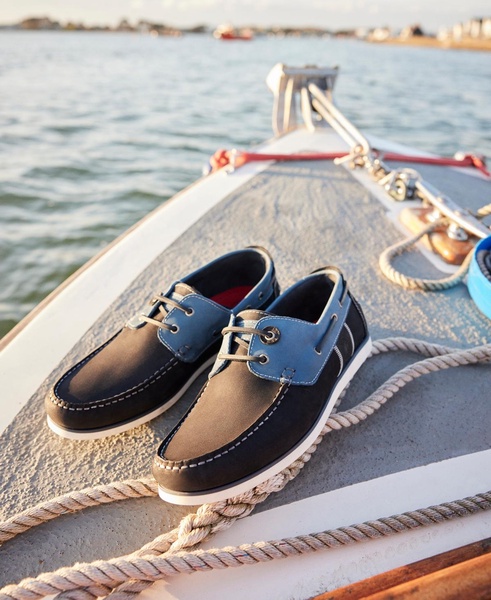 Men's Leather & Suede Wake 2-Eye Boat Shoes