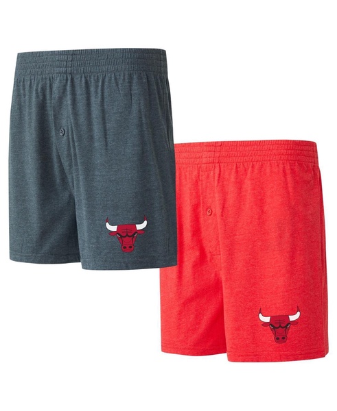 Men's Red, Charcoal Chicago Bulls Two-Pack Jersey-Knit Boxer Set