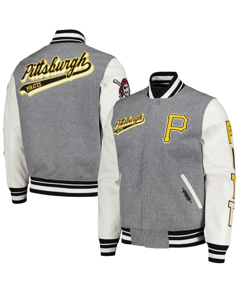 Men's Heather Gray Pittsburgh Pirates Script Tail Wool Full-Zip Varity Jacket