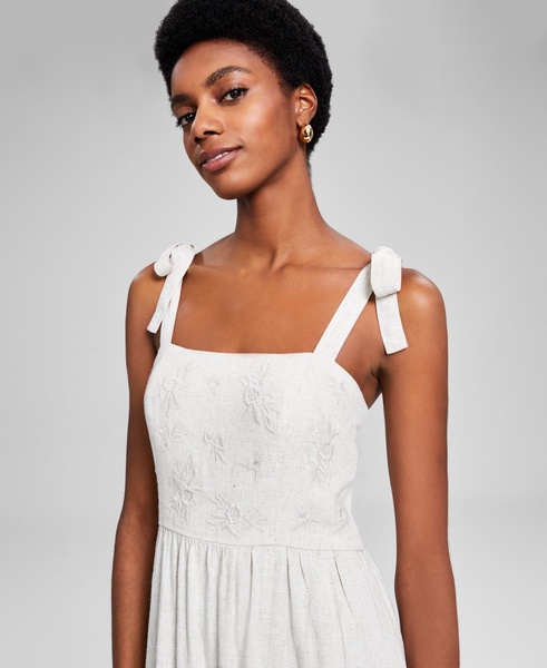 Women's Embroidered Linen-Blend Maxi Dress, Exclusively at Macy's