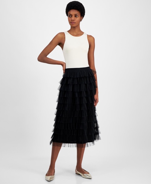 Women's Tulle Ruffle Midi Skirt, Exclusively at Macy's