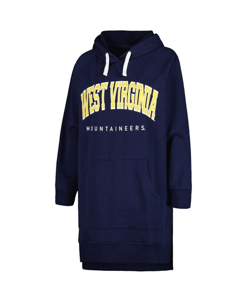 Women's Navy West Virginia Mountaineers Take a Knee Raglan Hooded Sweatshirt Dress