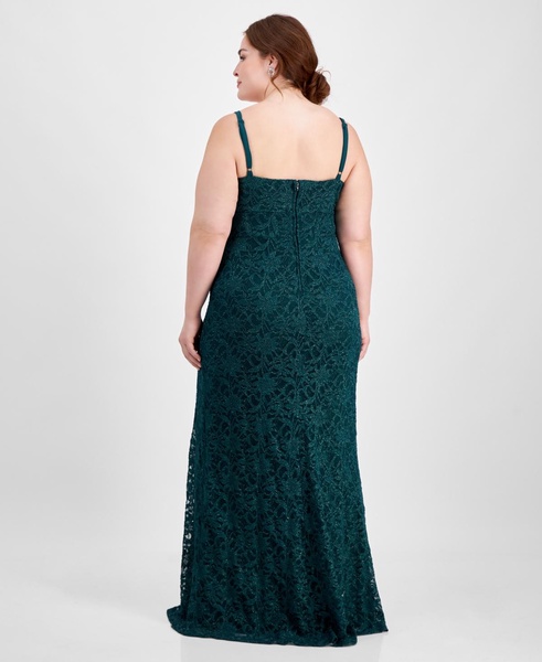 Trendy Plus Size Glitter Lace Spaghetti-Strap Gown