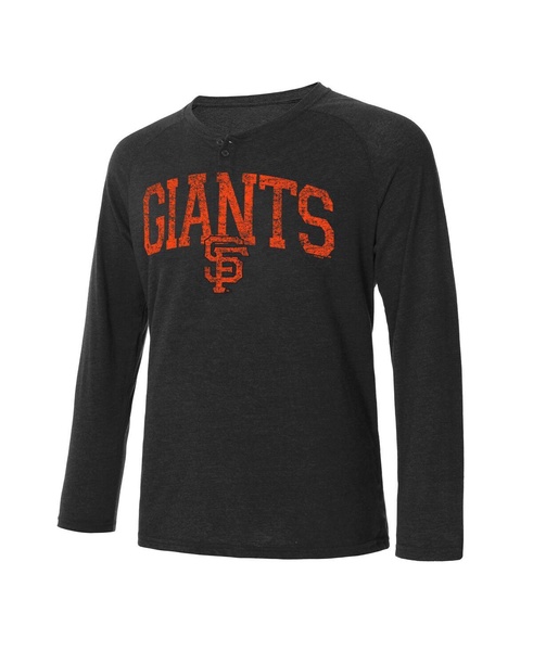 Men's Black San Francisco Giants Inertia Raglan Long Sleeve Henley T-shirt