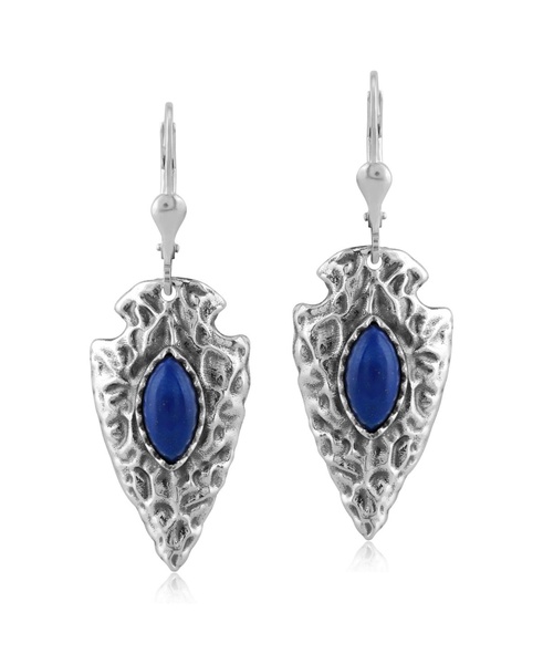 Fritz Casuse Sterling Silver Arrowhead and Lapis Lazuli Gemstone Lever Back Earrings