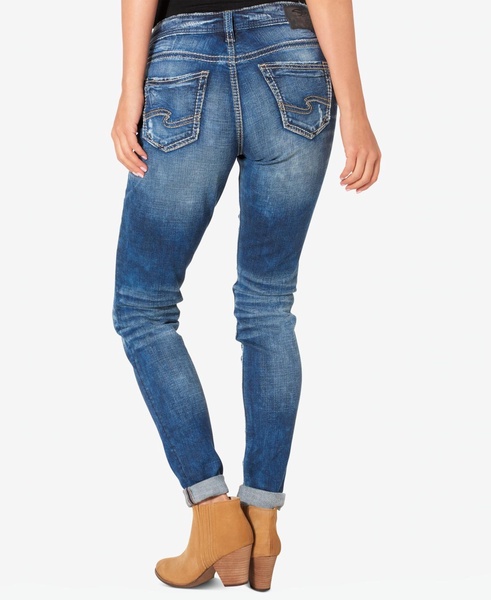 Mid Rise Distressed Girlfriend Jeans