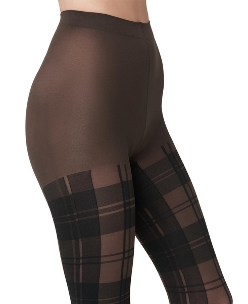 Women's Plaid Control-Top Sweater Tights U24328