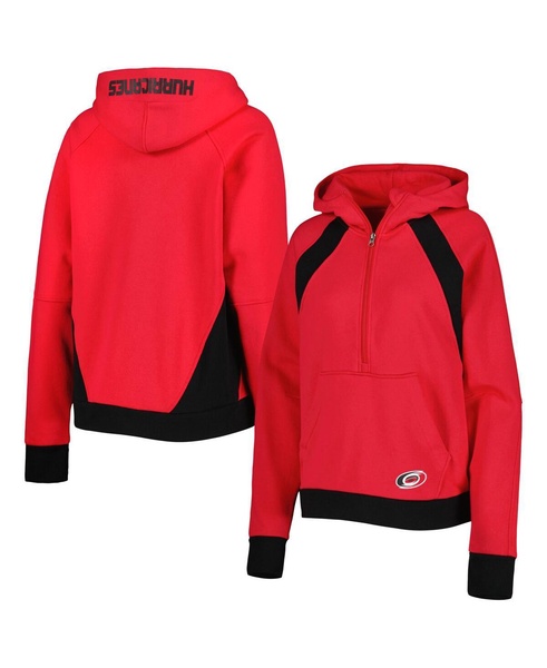 Women's Red Carolina Hurricanes Wishbone Half-Zip Hoodie