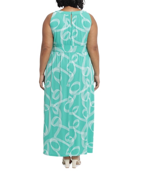 Plus Size Halter Keyhole Printed Maxi Dress