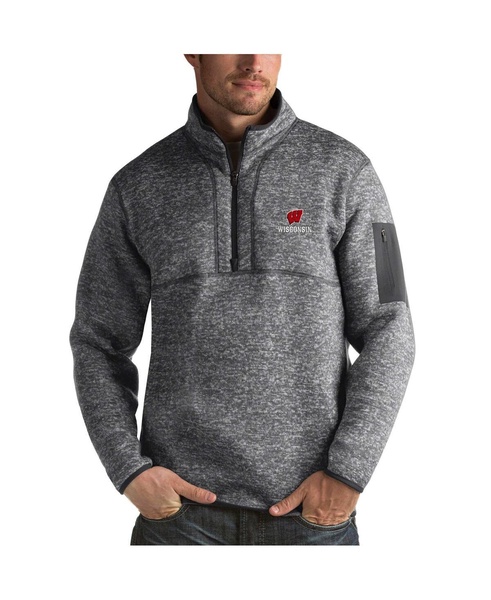 Men's Charcoal Wisconsin Badgers Fortune Half-Zip Sweatshirt