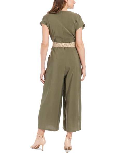 Women's V-Neck Belted Wide-Leg Jumpsuit 