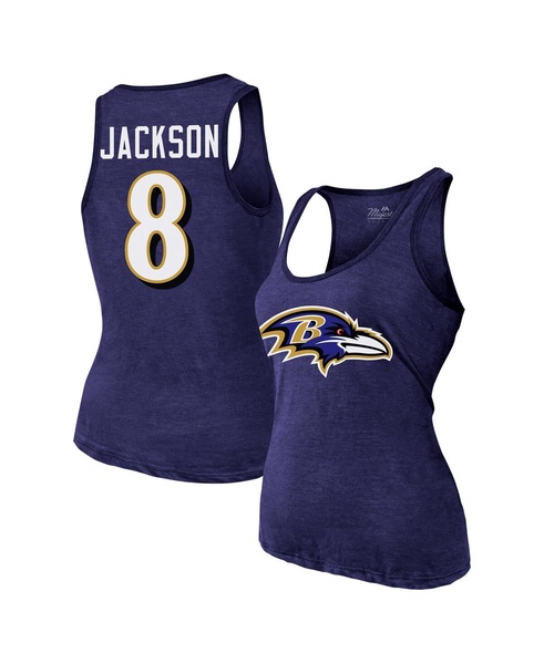 Women's Lamar Jackson Purple Baltimore Ravens Name Number Tri-Blend Tank Top