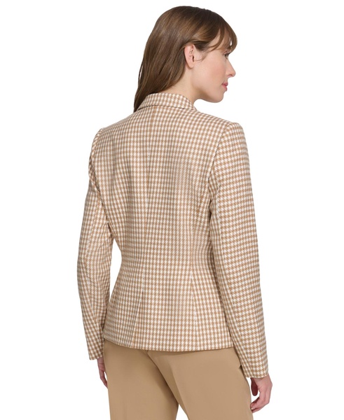 Women's Check-Print Long-Sleeve Blazer 