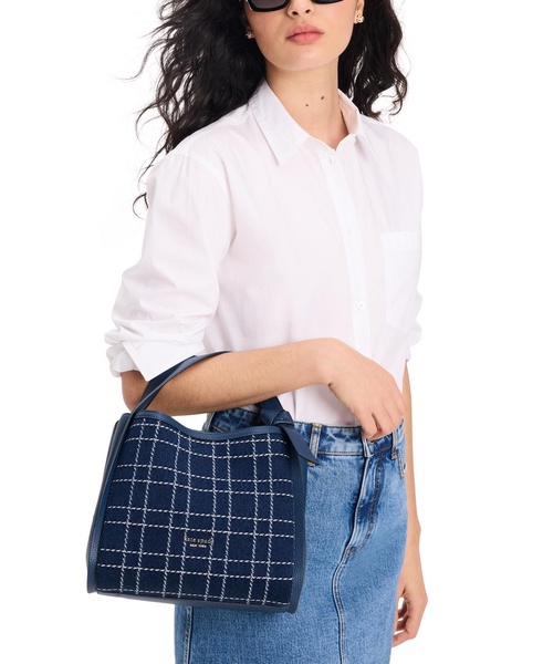 Knott Denim Check Crossbody Tote