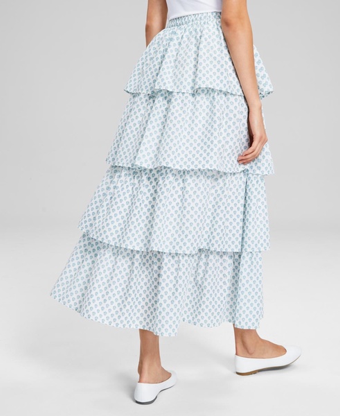 Women's Cotton Printed Tiered Maxi Skirt, Exclusively at Macy's