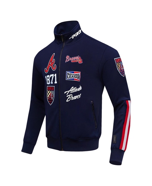 Men's Navy Atlanta Braves Fast Lane Full-Zip Track Jacket