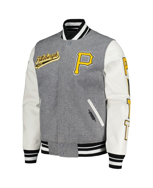 Men's Heather Gray Pittsburgh Pirates Script Tail Wool Full-Zip Varity Jacket