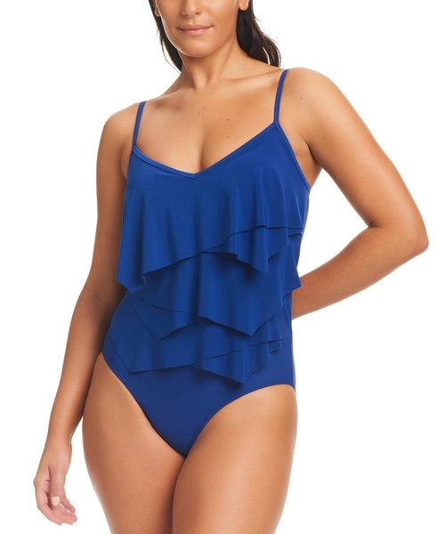 Women's Solid Citizen Tiered One-Piece Swimsuit