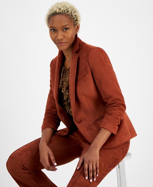 Women's Scuba Faux Suede One-Button Blazer, Created for Macy's 