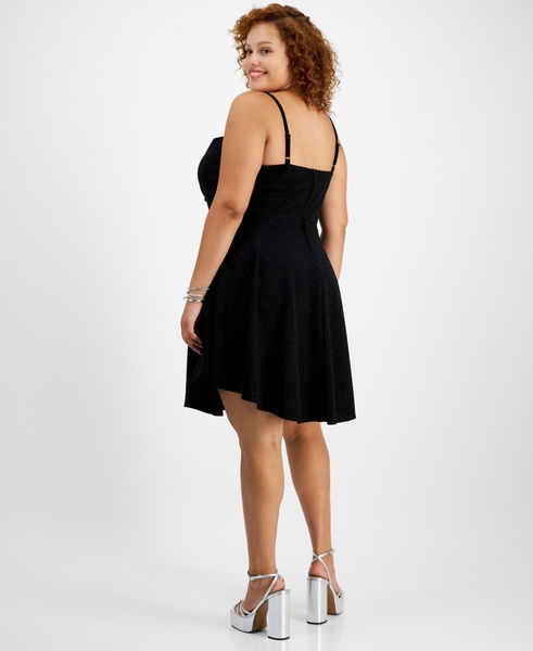 Trendy Plus Size Square-Neck Draped Skater Dress