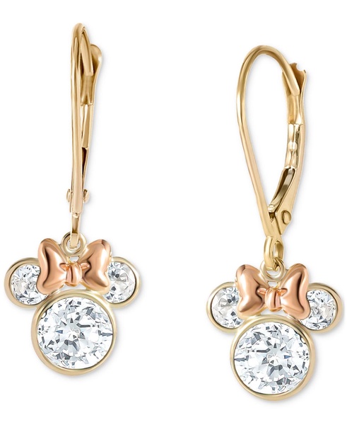 Minnie Mouse Cubic Zirconia Drop Earrings in 10k Yellow & Rose Gold