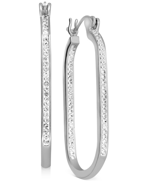 And Now This Crystal In & Out Oblong Hoop Earrings in Silver-Plate