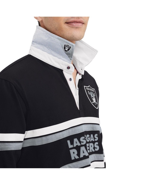 Men's Black Las Vegas Raiders Cory Varsity Rugby Long Sleeve T-shirt