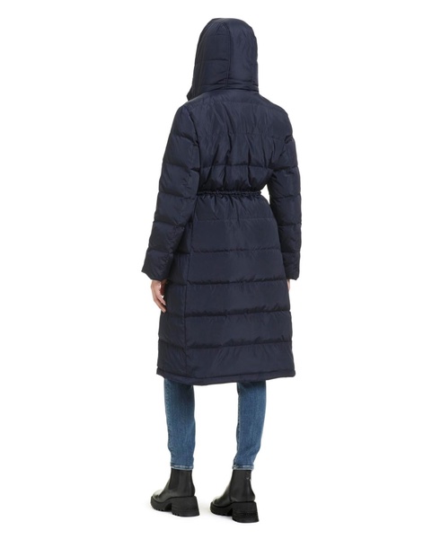 Women's Hooded Maxi Down Coat With Self Tie