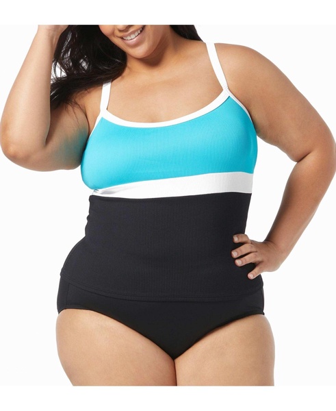 Plus Size Flex Ribbed Tankini Top