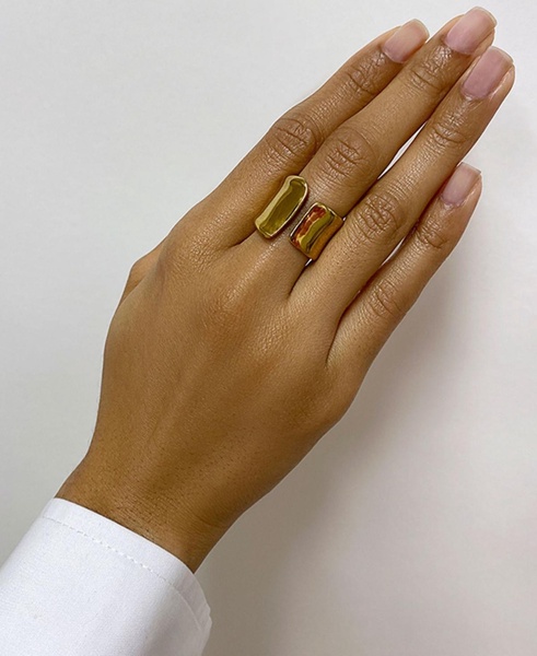 14K Gold Plated Tall Open Band Ring