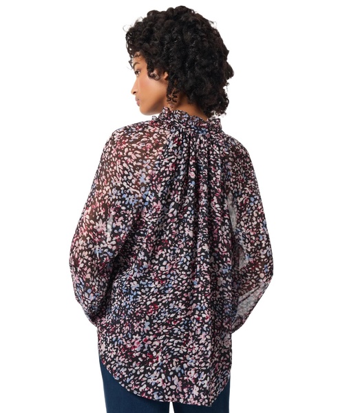 Petite Floral-Print Raglan-Sleeve Peasant Blouse