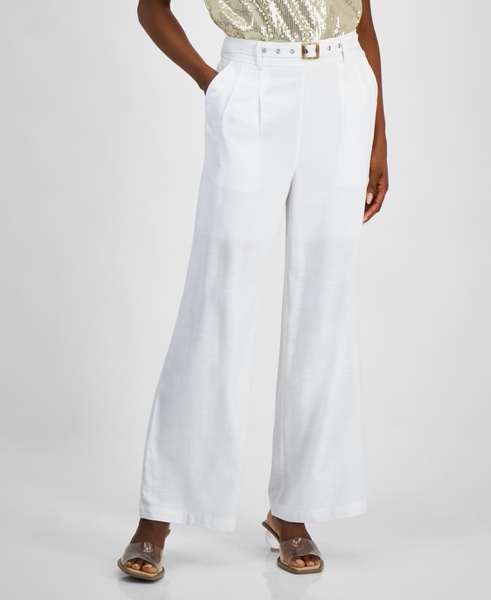 Women's Belted High-Rise Wide-Leg Pants, Exclusively at Macy's