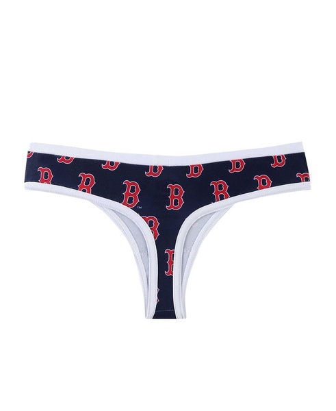 Women's Navy Boston Red Sox Allover Print Knit Thong Set