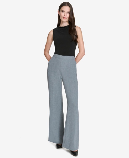 Women's Elastic-Back Mid-Rise Wide-Leg Pants