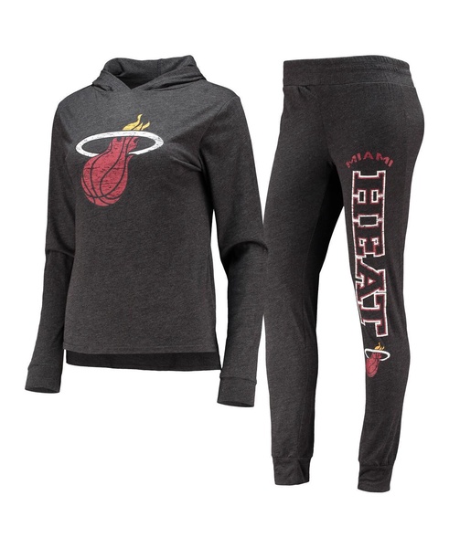 Women's Black Miami Heat Hoodie & Pants Sleep Set