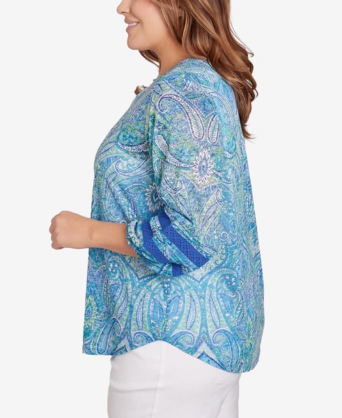 Plus Size Paisley Burnout Lace Top