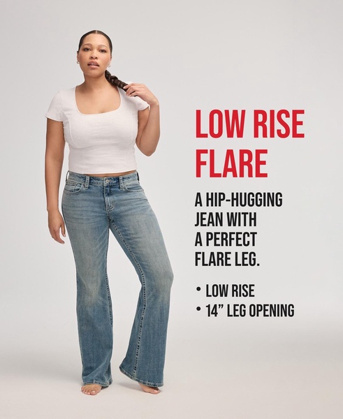 Women's Low Rise Flap-Pocket Flared Jeans