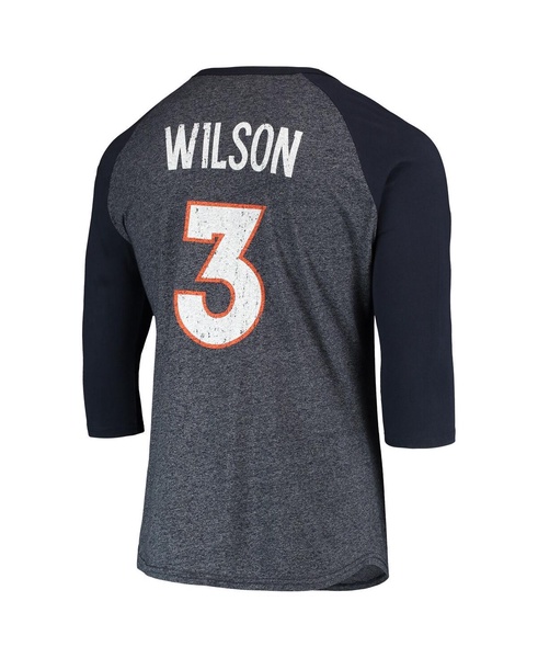 Men's Threads Russell Wilson Navy Denver Broncos Name and Number Team Colorway Tri-Blend 3/4 Raglan Sleeve Player T-shirt