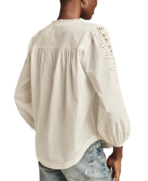 Women's Cotton Eyelet-Embroidered 3/4-Sleeve Top