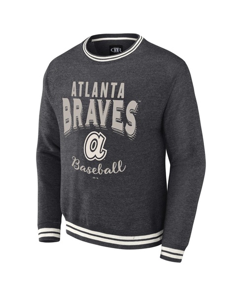 Men's Darius Rucker Collection by Heather Charcoal Distressed Atlanta Braves Vintage-Like Pullover Sweatshirt