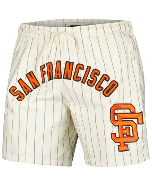 Men's Cream San Francisco Giants Pinstripe Retro Classic Woven Shorts