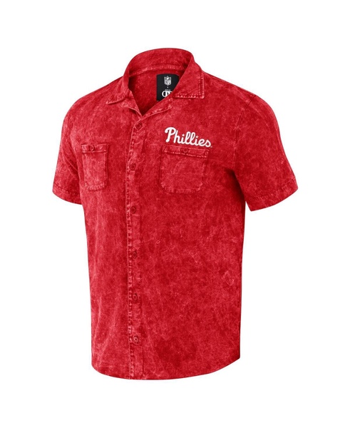 Men's Darius Rucker Collection by Red Distressed Philadelphia Phillies Denim Team Color Button-Up Shirt