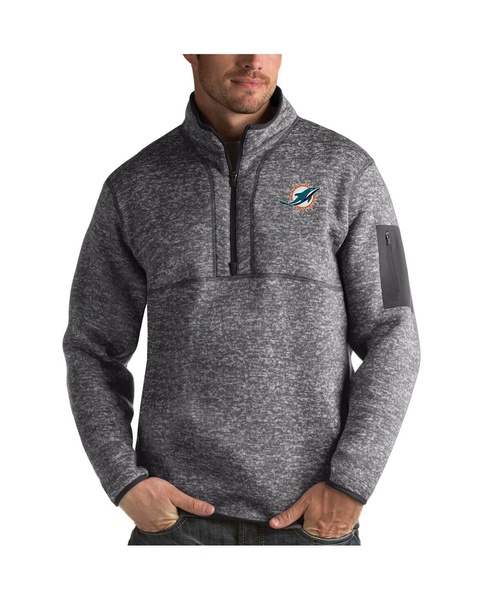 Men's Charcoal Miami Dolphins Fortune Quarter-Zip Pullover Jacket