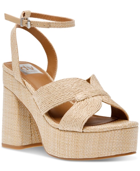 Women's Waylan Raffia Platform Crossband Dress Sandals