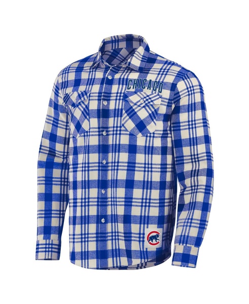 Men's Darius Rucker Collection by Royal Chicago Cubs Plaid Flannel Button-Up Shirt