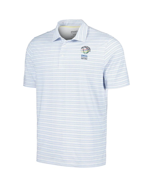 Men's White WGC-Dell Technologies Match Play Islander Feed Striped Polo Shirt