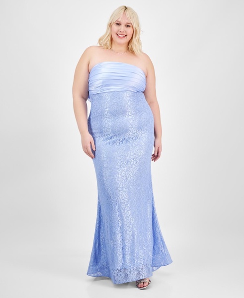 Trendy Plus Size Lace Bow-Back Gown, Created for Macy's